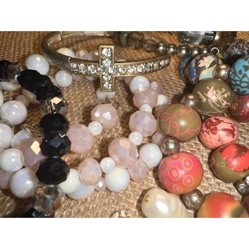 Mixed Lot Bracelets Viva Beads/Rhinestones--10 total-- Use for Jewelry making